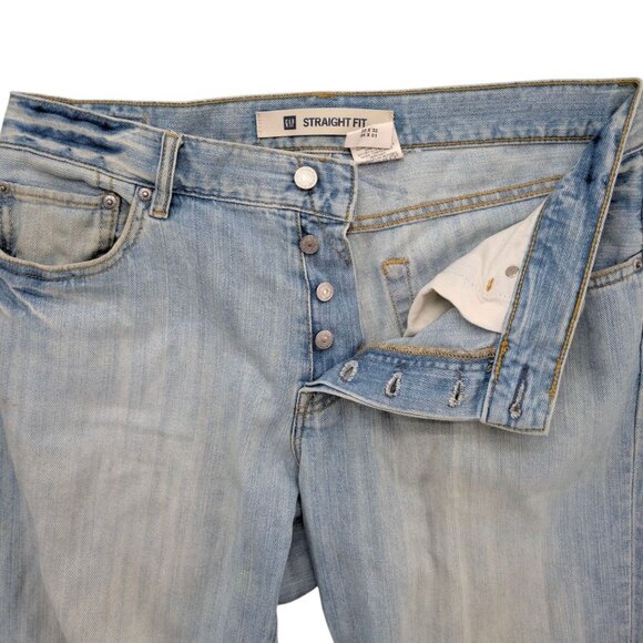 Vtg GAP Straight Fit Jeans Mens Blue Light Wash Button Fly Cotton Denim Sz 33x32 - Picture 5 of 13